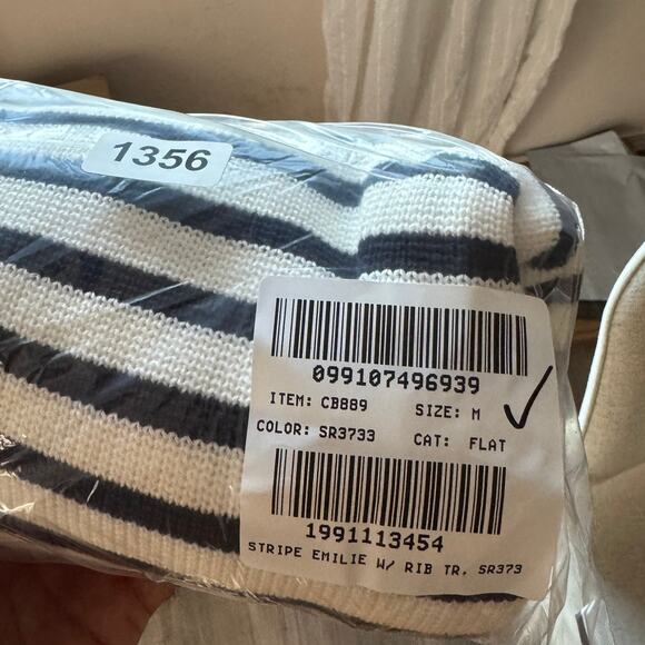 J.Crew New Relaxed Emilie Sweater Jacket Womens M White Navy Striped Cotton Knit - Picture 9 of 9